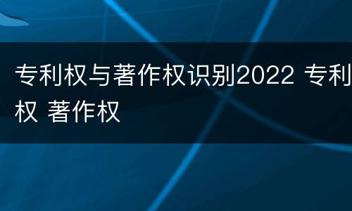 专利权与著作权识别2022 专利权 著作权