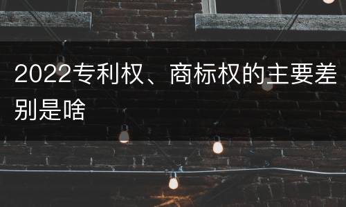 2022专利权、商标权的主要差别是啥