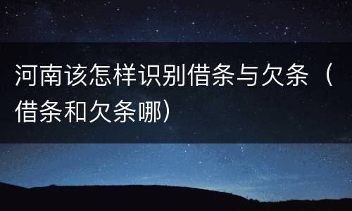 河南该怎样识别借条与欠条（借条和欠条哪）