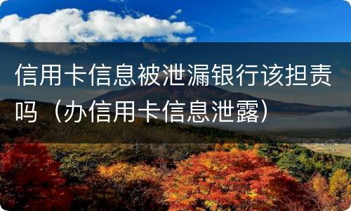 信用卡信息被泄漏银行该担责吗（办信用卡信息泄露）