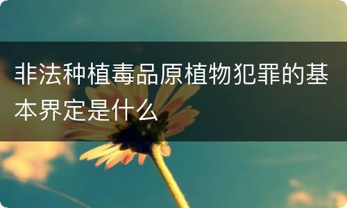非法种植毒品原植物犯罪的基本界定是什么