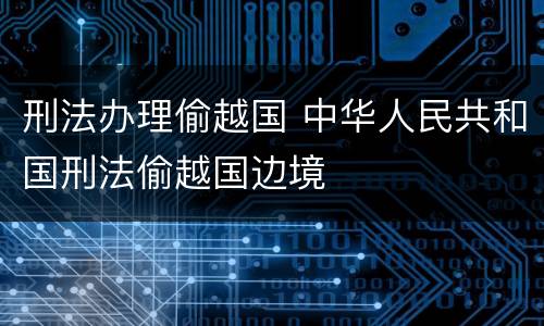 刑法办理偷越国 中华人民共和国刑法偷越国边境