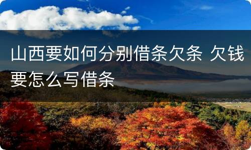 山西要如何分别借条欠条 欠钱要怎么写借条