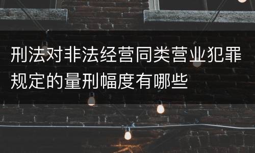 刑法对非法经营同类营业犯罪规定的量刑幅度有哪些