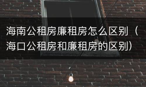 海南公租房廉租房怎么区别（海口公租房和廉租房的区别）