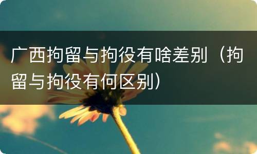 广西拘留与拘役有啥差别（拘留与拘役有何区别）