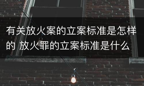有关放火案的立案标准是怎样的 放火罪的立案标准是什么