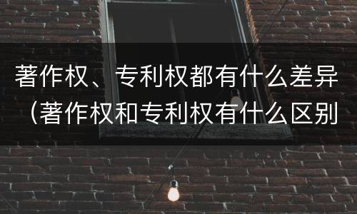 著作权、专利权都有什么差异（著作权和专利权有什么区别）