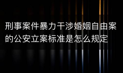 刑事案件暴力干涉婚姻自由案的公安立案标准是怎么规定