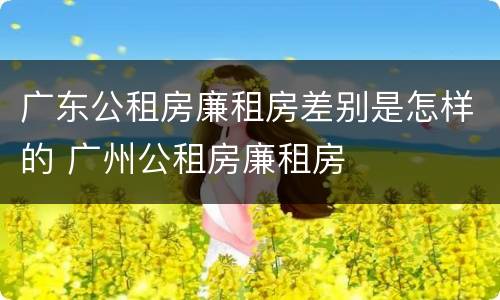 广东公租房廉租房差别是怎样的 广州公租房廉租房