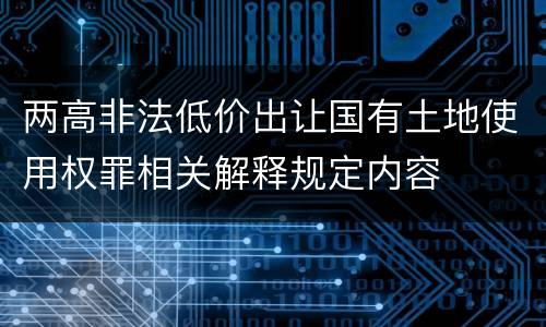 两高非法低价出让国有土地使用权罪相关解释规定内容