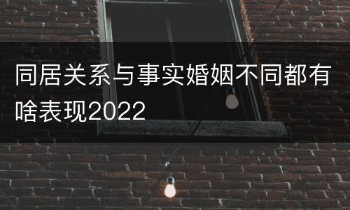 同居关系与事实婚姻不同都有啥表现2022