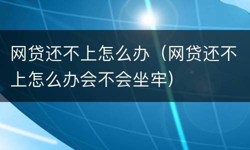 网贷还不上怎么办（网贷还不上怎么办会不会坐牢）