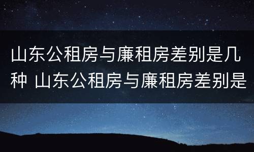 山东公租房与廉租房差别是几种 山东公租房与廉租房差别是几种类型