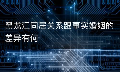 黑龙江同居关系跟事实婚姻的差异有何