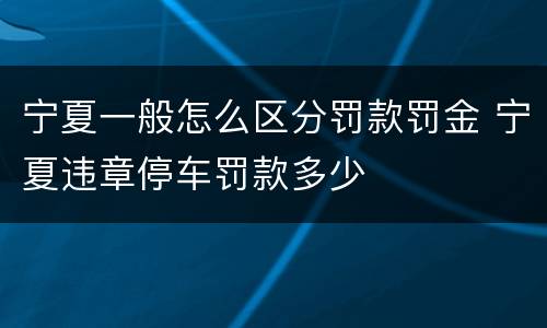 宁夏一般怎么区分罚款罚金 宁夏违章停车罚款多少