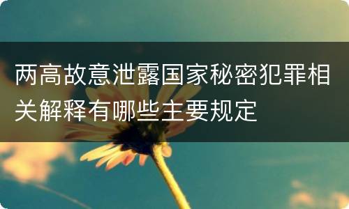 两高故意泄露国家秘密犯罪相关解释有哪些主要规定