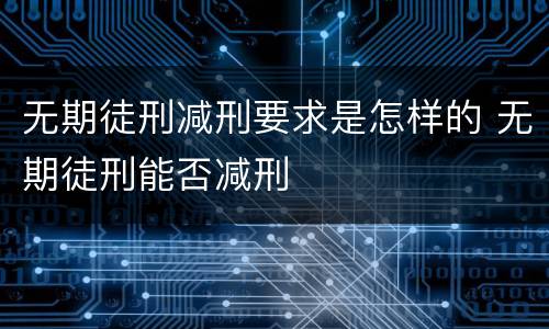 无期徒刑减刑要求是怎样的 无期徒刑能否减刑