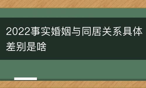 2022事实婚姻与同居关系具体差别是啥