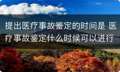 提出医疗事故鉴定的时间是 医疗事故鉴定什么时候可以进行