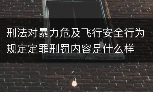 刑法对暴力危及飞行安全行为规定定罪刑罚内容是什么样