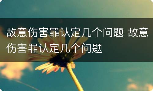 故意伤害罪认定几个问题 故意伤害罪认定几个问题
