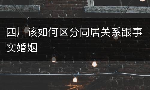 四川该如何区分同居关系跟事实婚姻