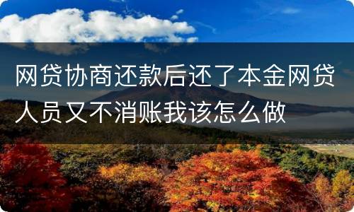 网贷协商还款后还了本金网贷人员又不消账我该怎么做