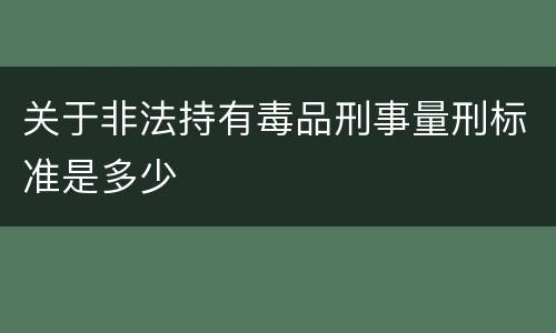 关于非法持有毒品刑事量刑标准是多少