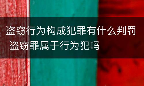 盗窃行为构成犯罪有什么判罚 盗窃罪属于行为犯吗