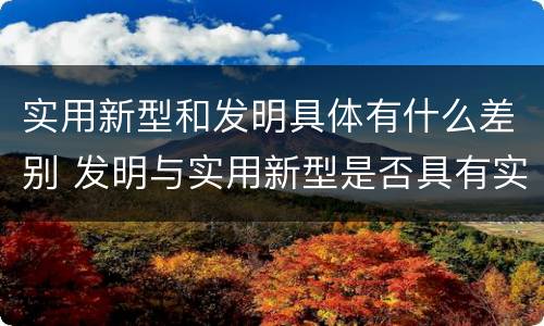 实用新型和发明具体有什么差别 发明与实用新型是否具有实用性