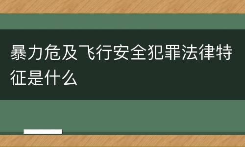 暴力危及飞行安全犯罪法律特征是什么