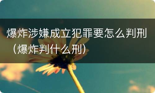爆炸涉嫌成立犯罪要怎么判刑（爆炸判什么刑）