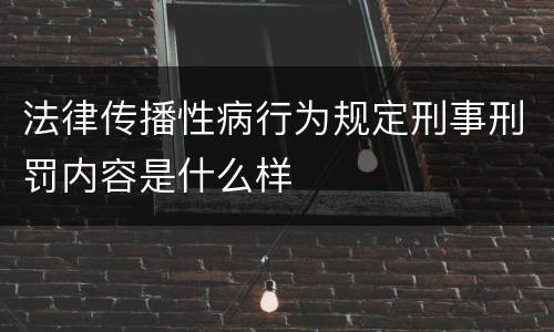 法律传播性病行为规定刑事刑罚内容是什么样