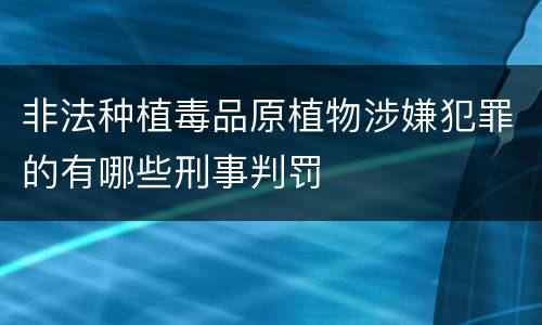 非法种植毒品原植物涉嫌犯罪的有哪些刑事判罚