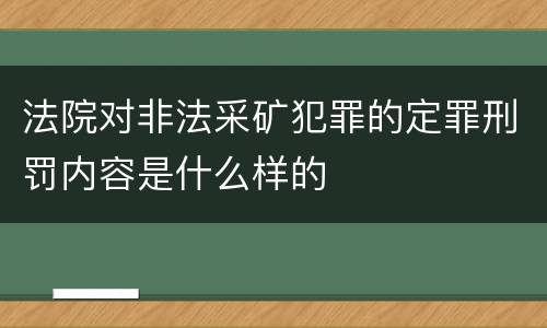 法院对非法采矿犯罪的定罪刑罚内容是什么样的