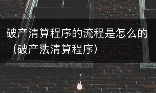 破产清算程序的流程是怎么的（破产法清算程序）