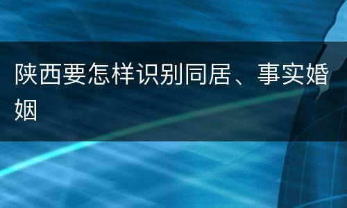 陕西要怎样识别同居、事实婚姻