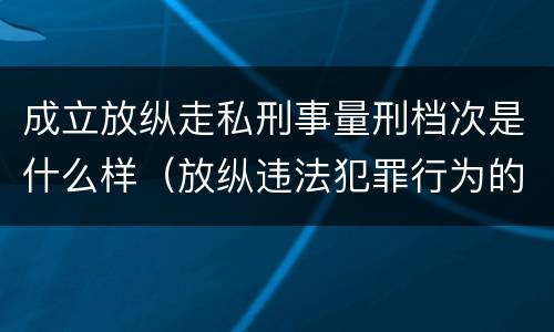 成立放纵走私刑事量刑档次是什么样（放纵违法犯罪行为的罪名）