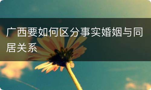 广西要如何区分事实婚姻与同居关系