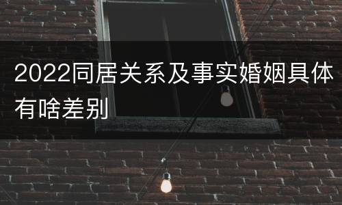 2022同居关系及事实婚姻具体有啥差别