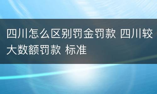 四川怎么区别罚金罚款 四川较大数额罚款 标准