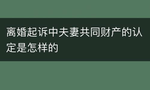 离婚起诉中夫妻共同财产的认定是怎样的
