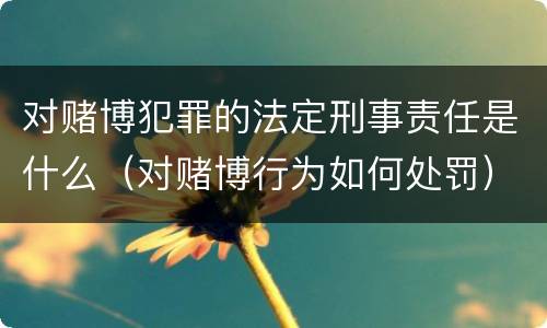 对赌博犯罪的法定刑事责任是什么（对赌博行为如何处罚）