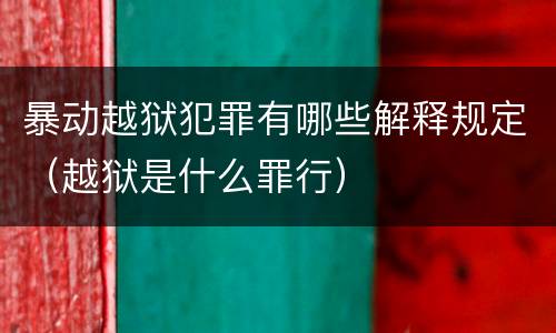 暴动越狱犯罪有哪些解释规定（越狱是什么罪行）