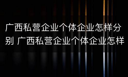 广西私营企业个体企业怎样分别 广西私营企业个体企业怎样分别交公积金