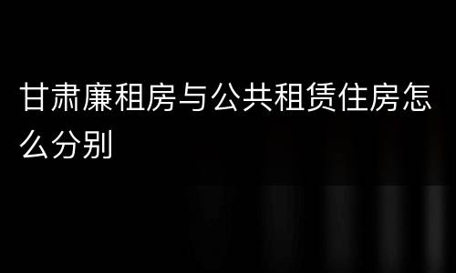 甘肃廉租房与公共租赁住房怎么分别