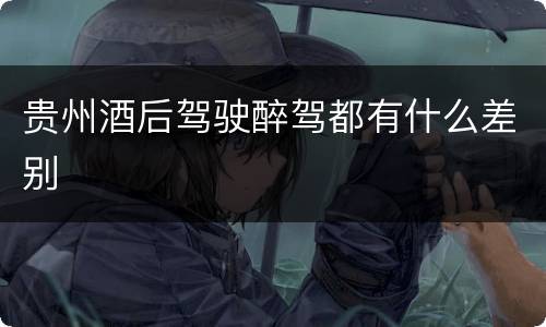 贵州酒后驾驶醉驾都有什么差别