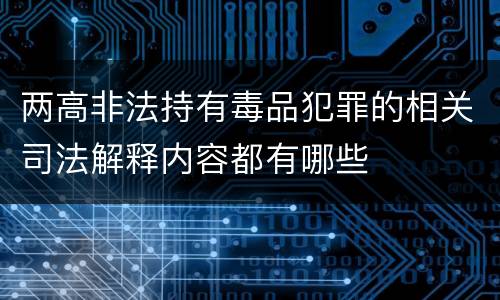 两高非法持有毒品犯罪的相关司法解释内容都有哪些