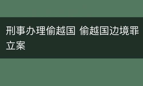 刑事办理偷越国 偷越国边境罪立案